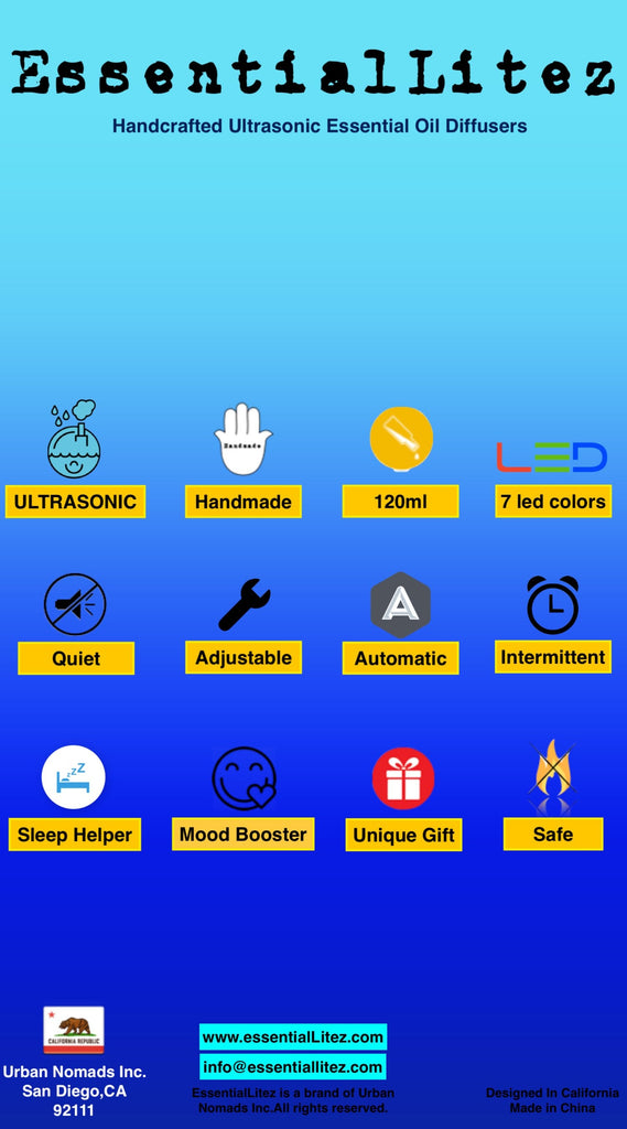 Handcrafted Ultrasonic Essential Oil Diffusers (Tropical Beach)