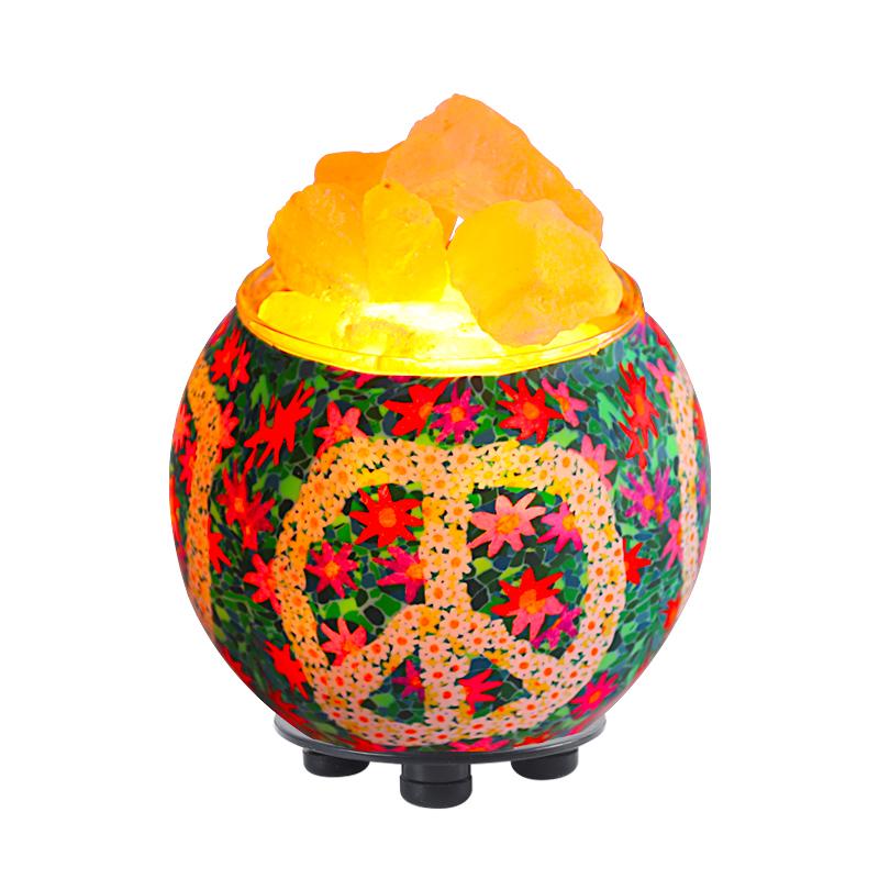 Himalayan Aromatherapy Salt Lamp with UL Listed Dimmer Cord (Peace Sign)