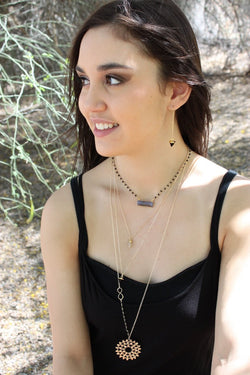Gemstone Spike Gold Threader Dangle Earrings