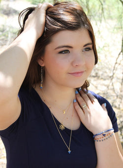 Kyanite and Blue Chalcedony Threader Dangle Earrings