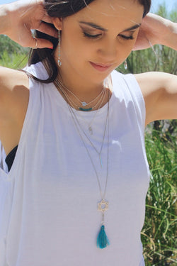 Apatite and Clear Quartz Threader Dangle Earrings