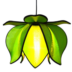 Hanging Baby Blooming Lotus Lamp, Green / 12' Swag Kit