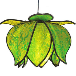 Hanging Baby Blooming Lotus Lamp, Lime / 12' Swag Kit