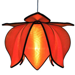 Hanging Baby Blooming Lotus Lamp, Orange / 12' Swag Kit
