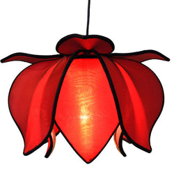 Hanging Baby Blooming Lotus Lamp, Red / 12' Swag Kit
