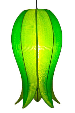 Hanging Flowering Lotus Lamp Medium, Green / 12' Swag Kit