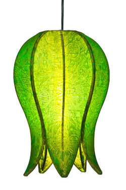 Hanging Flowering Lotus Lamp Small, Lime / 12' Swag Kit