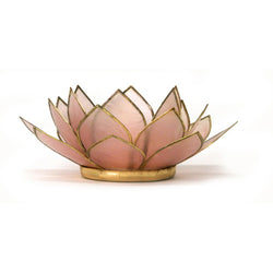 Gemstone Lotus Tea Light Holder, Rose Quartz