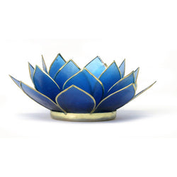 Gemstone Lotus Tea Light Holder, Sapphire