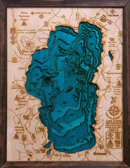 Lake Tahoe 3D Wood Map