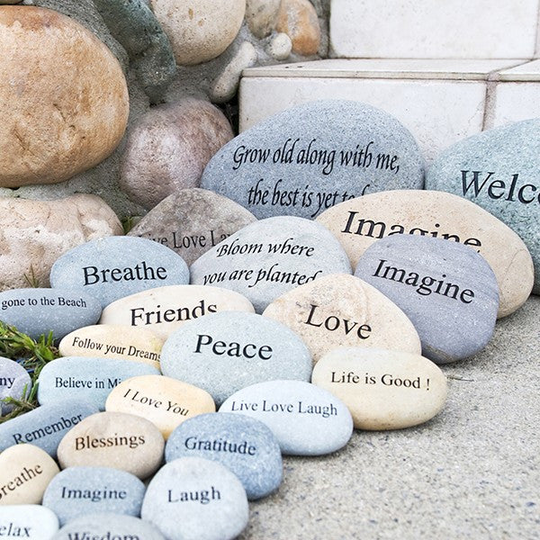 Large Engraved Stones (Phrases) | Om Gallery