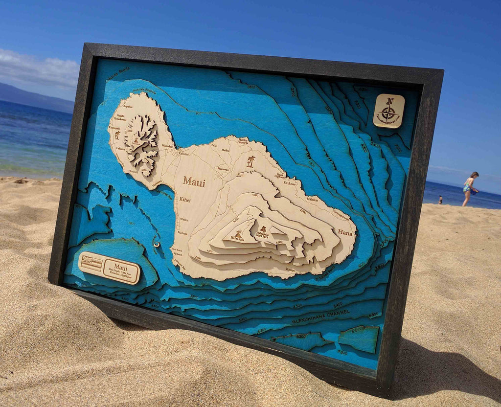 Maui 3D Wood Map