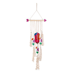 Capiz with Wood Rod macrame - Feather & Arrow