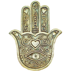 Hamsa Wall Plaque Incense Burner - Antique Gold