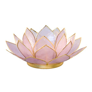 Capiz Lotus Tea Light Holder With Single Stand Set (Circle Base)