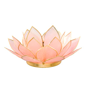 Capiz Lotus Tea Light Holder With Single Stand Set (Circle Base)