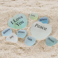 Large Sea Glass Heart Stones