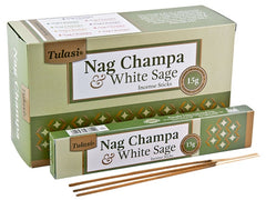 Tulasi Nag Champa & White Sage Natural Incense - 15 Sticks Pack