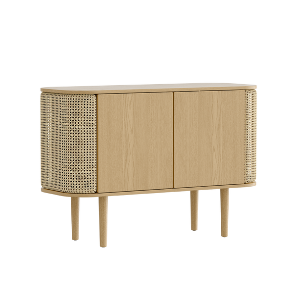 Treasures 2-Door Cabinet in Oak and French Cane Doors