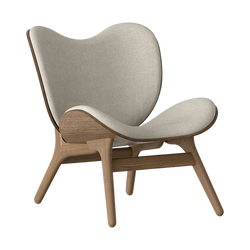 A Conversation Piece Low Lounge Chair in Dark Oak, White Sands