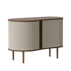 Audacious Cabinet in Dark Oak with Sugar Brown Tambour Doors, White Sands