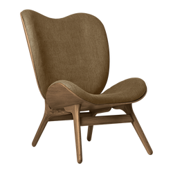 A Conversation Piece Tall Lounge Chair in Dark Oak, Sugar Brown