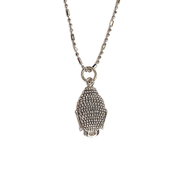 Double Sided Buddha Head Pendant in Sterling Silver on 18
