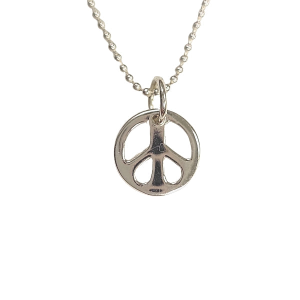 Small Peace Sign Necklace in Sterling Silver 16