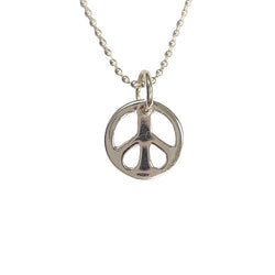 Small Peace Sign Necklace in Sterling Silver 16