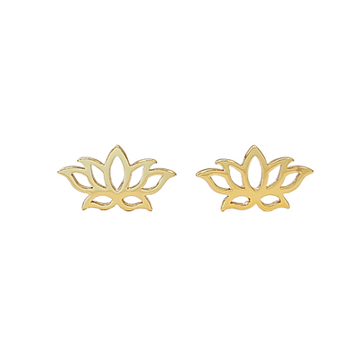 New! Open Lotus Stud Earrings in Sterling Silver or 18K Gold