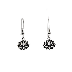 Petite Open Lotus Dangle Earrings in Sterling Silver #9003