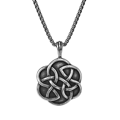 Round Shield of Destiny Celtic Knot Pendant in Sterling Silver on a 20