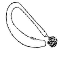 Round Shield of Destiny Celtic Knot Pendant in Sterling Silver on a 20