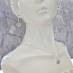 New! Small Blooming Lotus Necklace and Earrings gift set #9006
