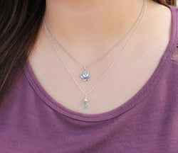 Small Lotus Necklace in Sterling Silver 16 or 18 Inch