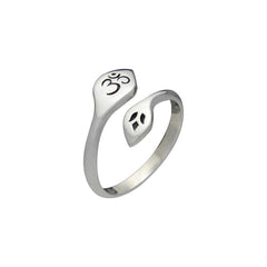 Om (Aum) and Lotus Ring in Sterling Silver