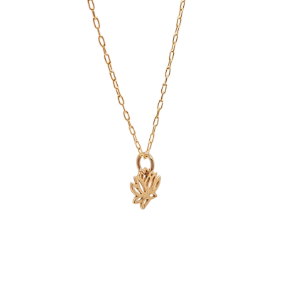 Tiny Bronze Lotus Flower Gold Necklace