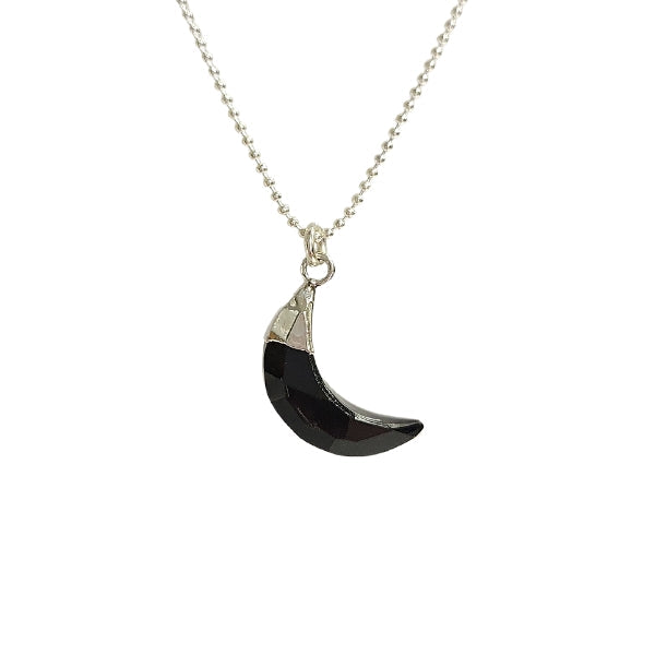 Crescent Moon Gemstone Necklace in Sterling Silver, 12 Stone Choice