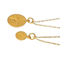 Gold Large & Small Dandelion Mother Daughter 2 Necklace Set on 18