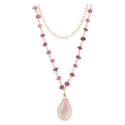 Pink Tourmaline and Rose Quartz Layer Necklace