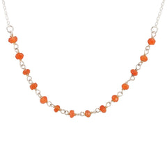 Delicate 3.5mm Carnelian Gemstone Necklace on Sterling Silver Chain