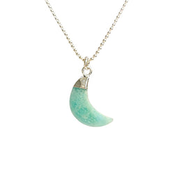 Crescent Moon Gemstone Necklace in Sterling Silver, 12 Stone Choice