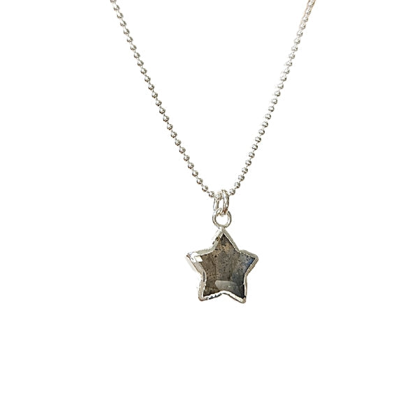 Star Shape Gemstone Necklace in Sterling Silver, Stone Choice
