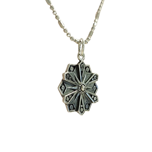Courage Mandala Affirmation Double Sided Necklace in Sterling Silver