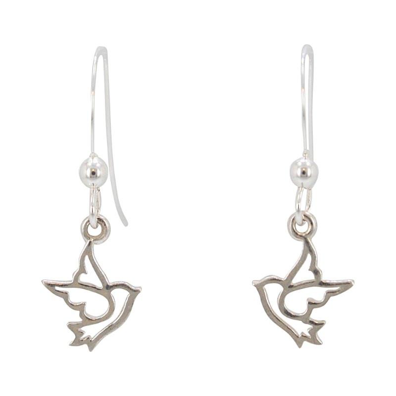 Tiny Dove Earrings in Sterling Silver