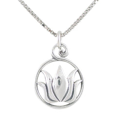 Round Cut Out Lotus Necklace