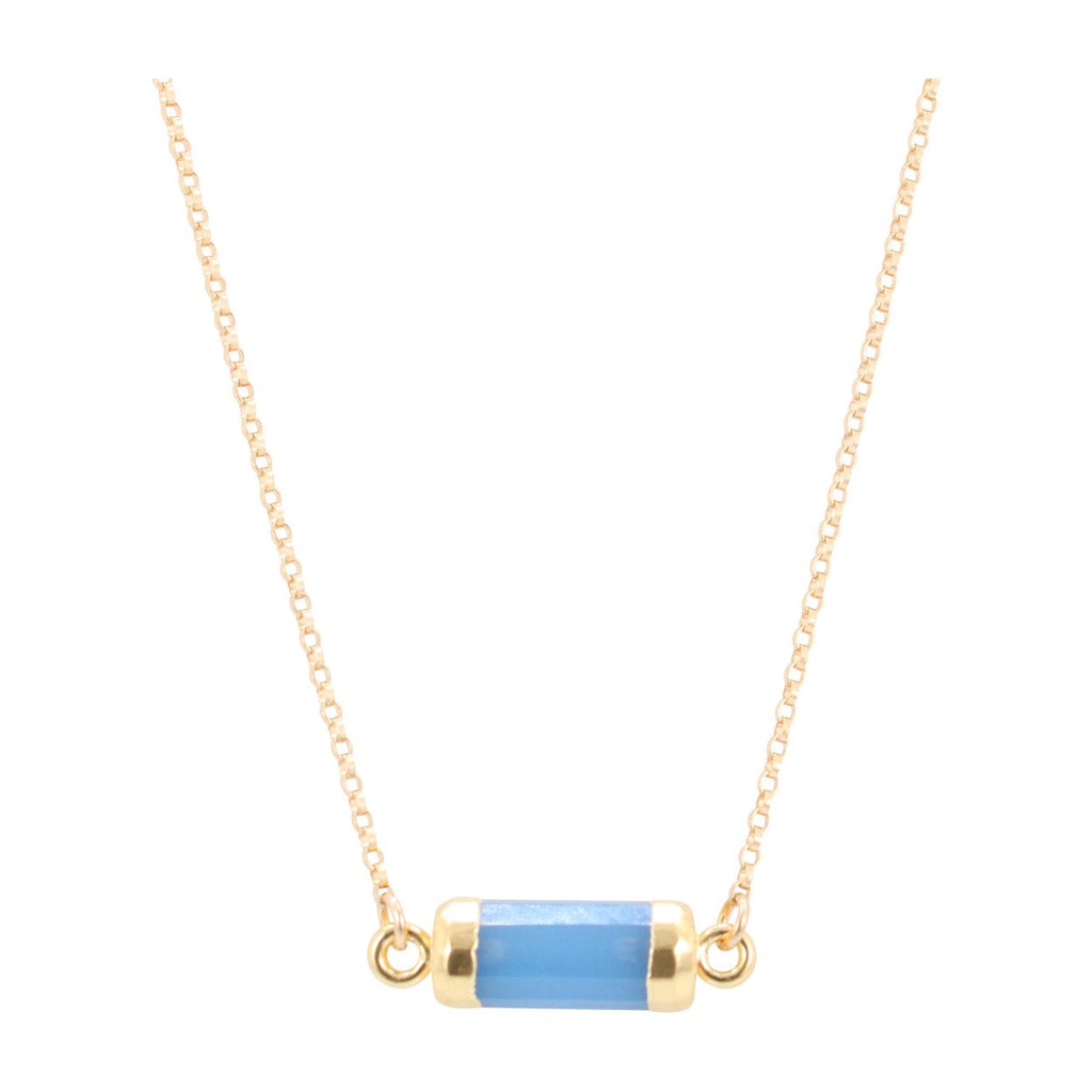 Petite Gemstone Bar Necklace in Gold or Silver,