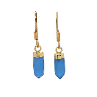 Gold Gemstone Point Dangle Earrings
