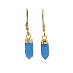 Gold Gemstone Point Dangle Earrings