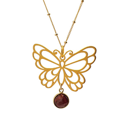 Limited Edition Butterfly and Garnet 12K Gold Filled 20